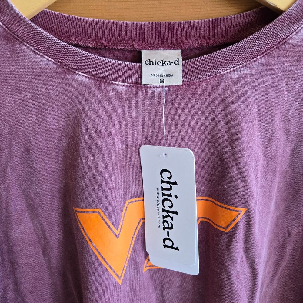 Virginia Tech Shirt NWT College Long Sleeve Tee Acid Wash Chicka-d Top M Tshirt - Picture 3 of 5